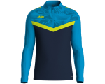 Jako Iconic ziptop majica dugih rukava – nebesko plava/tamno plava/neon žuta_EliteSport