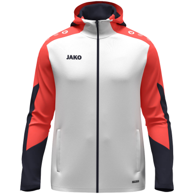 Jako Dynamic jakna s kapuljačom – bijela/koraljna/tamno plava_EliteSport