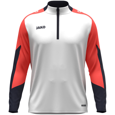Jako Dynamic ziptop majica dugih rukava – bijela/koraljna/tamno plava_EliteSport