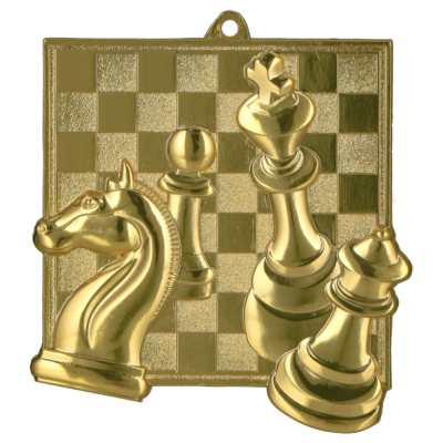 Šahovska medalja Gambit s motivom šahovskih figura 69x65mm_EliteSport