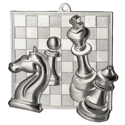 Šahovska medalja Gambit s motivom šahovskih figura 69x65mm_EliteSport
