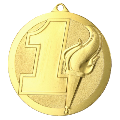 Metalna medalja Flamma s bakljom i oznakom plasmana 60mm_EliteSport