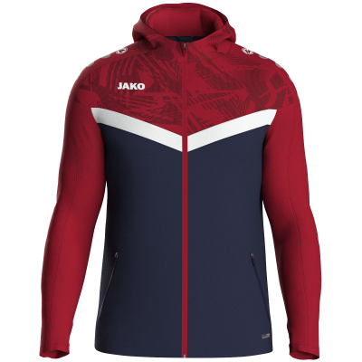 Jako Iconic jakna s kapuljačom – tamno plava/tamno crvena_EliteSport