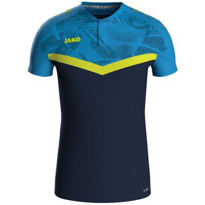 Jako Iconic polo majica kratkih rukava – nebesko plava/tamno plava/neon žuta_EliteSport