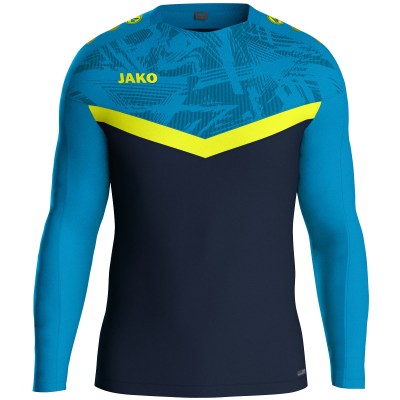 Jako Iconic sweat majica dugih rukava — nebesko plava/tamno plava/neon žuta_EliteSport