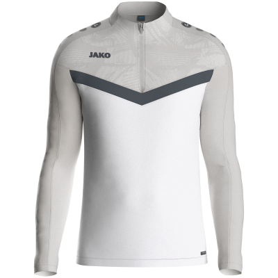 Jako Iconic ziptop majica dugih rukava – bijela/siva_EliteSport