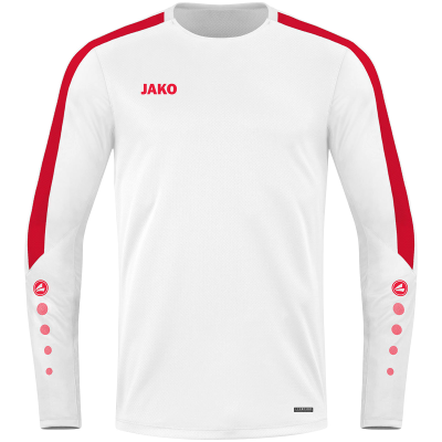 Jako Power majica dugih rukava — bijela/crvena_EliteSport