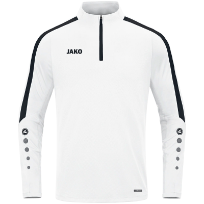 Jako Power ziptop majica dugih rukava –bijela/crna_EliteSport