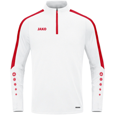 Jako Power ziptop majica dugih rukava –bijela/crvena_EliteSport