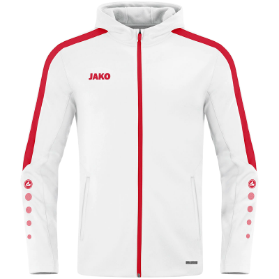 Jako Power jakna s kapuljačom – bijela/crvena_EliteSport