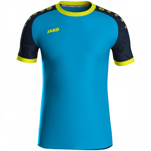 Jako Iconic dres kratkih rukava — nebesko plava/neon žuta_EliteSport