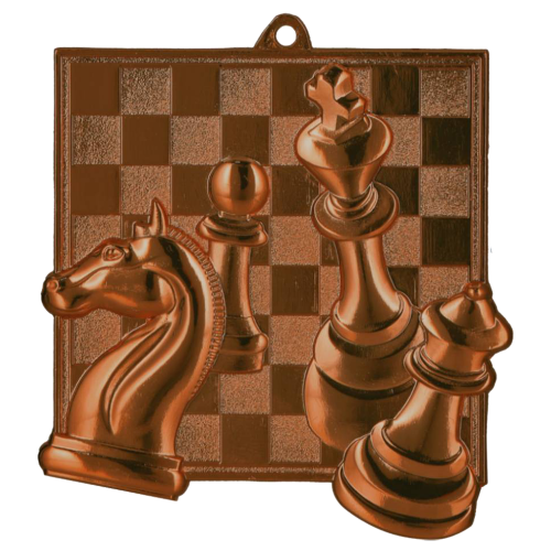 Šahovska medalja Gambit s motivom šahovskih figura 69x65mm_EliteSport