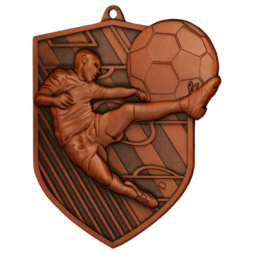 Nogometna medalja Striker s motivom igrača i lopte 78x67mm_EliteSport