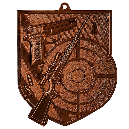 Streljačka medalja Targetis s motivom oružja i mete 78x68mm_EliteSport