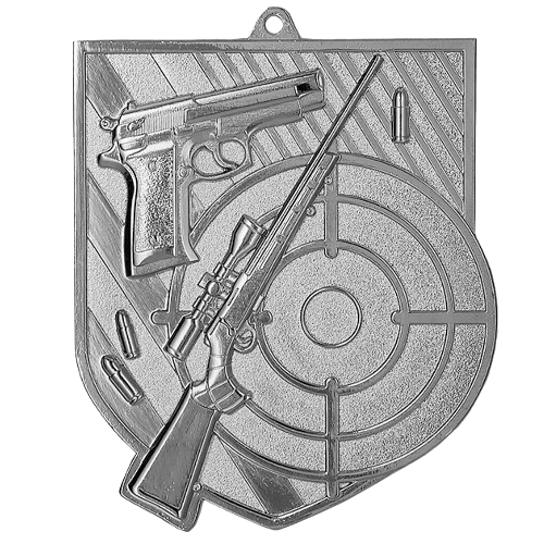 Streljačka medalja Targetis s motivom oružja i mete 78x68mm_EliteSport