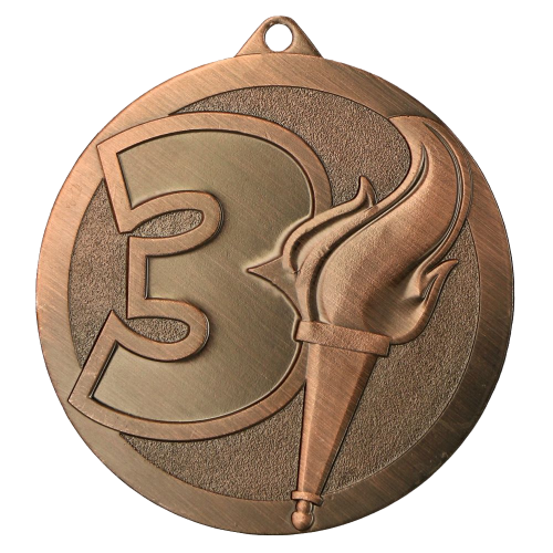 Metalna medalja Flamma s bakljom i oznakom plasmana 60mm_EliteSport