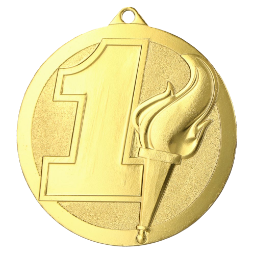 Metalna medalja Flamma s bakljom i oznakom plasmana 60mm_EliteSport