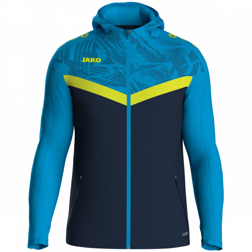 Jako Iconic jakna s kapuljačom – nebesko plava/tamno plava/neon žuta_EliteSport