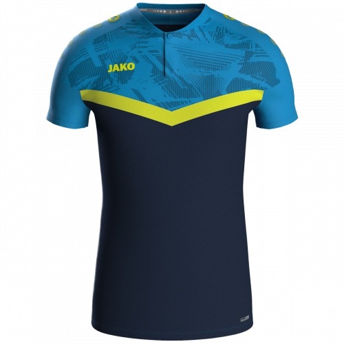 Jako Iconic polo majica kratkih rukava – nebesko plava/tamno plava/neon žuta_EliteSport