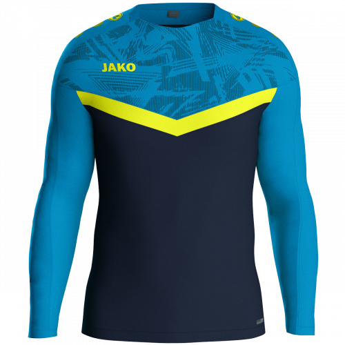Jako Iconic sweat majica dugih rukava — nebesko plava/tamno plava/neon žuta_EliteSport