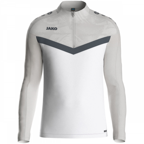 Jako Iconic ziptop majica dugih rukava – bijela/siva_EliteSport