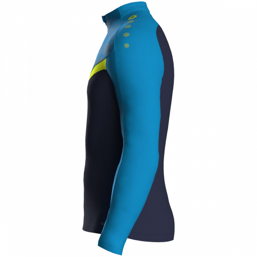 Jako Iconic ziptop majica dugih rukava – nebesko plava/tamno plava/neon žuta_EliteSport