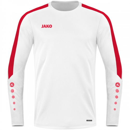 Jako Power majica dugih rukava — bijela/crvena_EliteSport