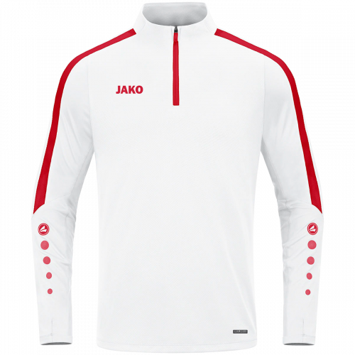 Jako Power ziptop majica dugih rukava –bijela/crvena_EliteSport