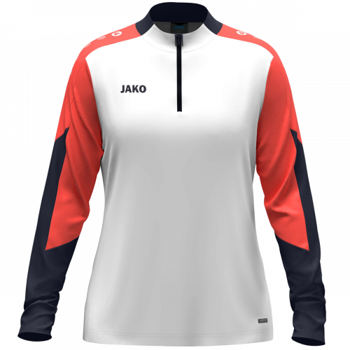 Jako Dynamic ziptop majica dugih rukava – bijela/koraljna/tamno plava_EliteSport