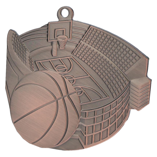 Košarkaška medalja Rimshot s motivom lopte i koša 60x54mm_EliteSport