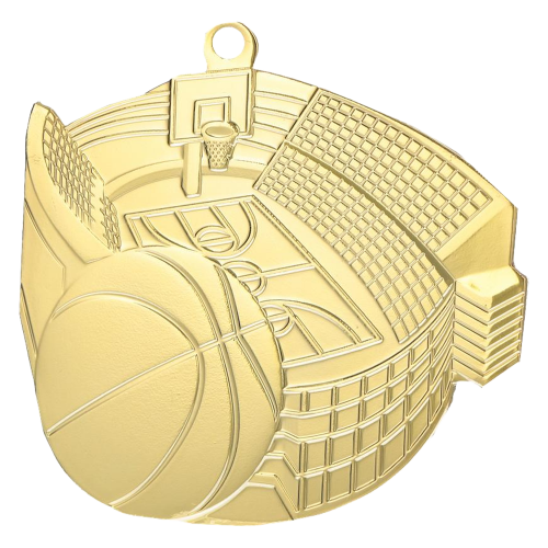 Košarkaška medalja Rimshot s motivom lopte i koša 60x54mm_EliteSport